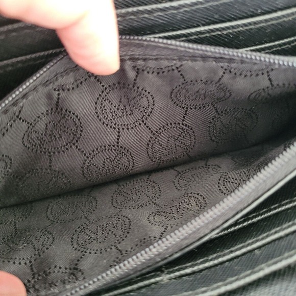 MICHAEL KORS Jet Set Black Saffiano Leather Zip Around Wallet Large Clutch 8x4 - Picture 7 of 9